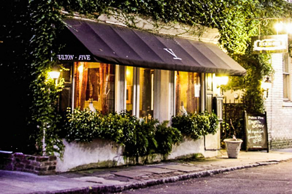 Fun things to do in Charleston : Fulton Five Restaurant in the Business District.
